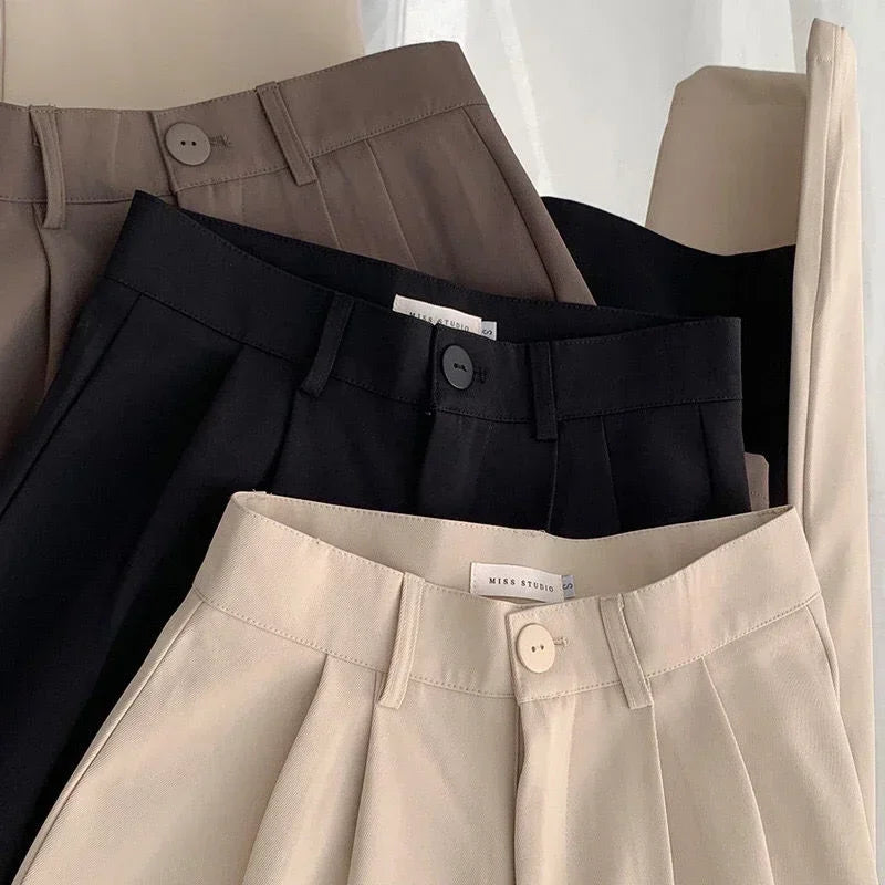 Women’s High Waist Straight Pants – Casual Office Trousers