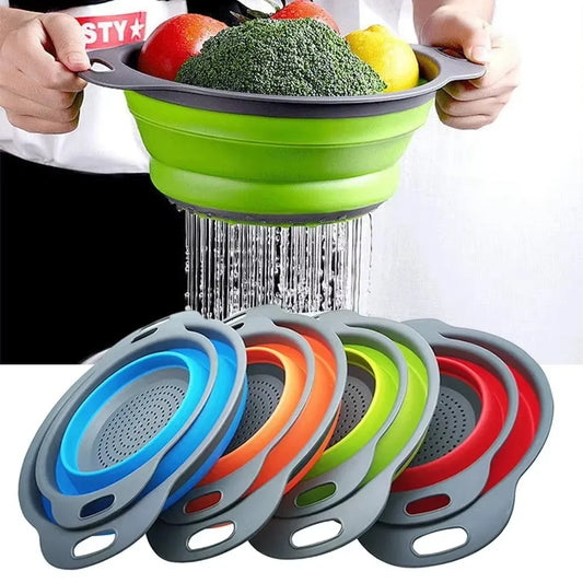 Silicone Foldable Colander – Collapsible Fruit & Veggie Strainer Basket