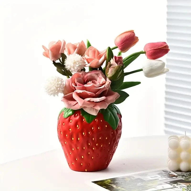 Creative Strawberry Vase – Decorative Flower Pot for Home & Living Room