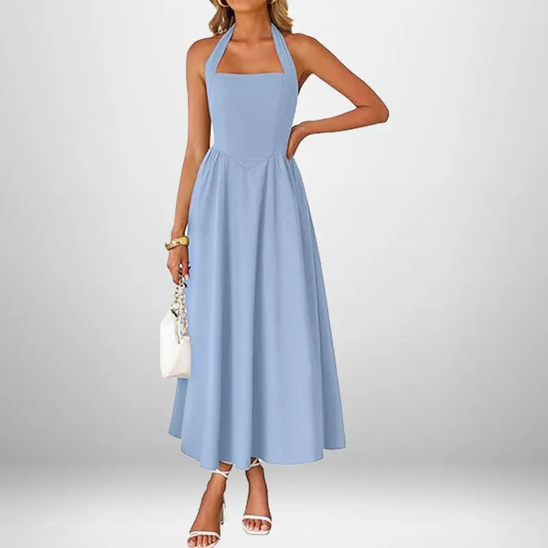 2025 Summer Women’s Elegant Backless Sleeveless Long Dress – Square Collar
