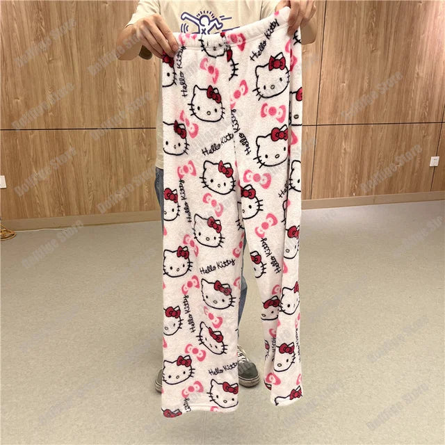 Sanrio Hello Kitty Flannel Pajamas – Warm Autumn Home Pants