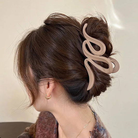 Solid Color Frosted Acrylic Hair Claw – Simple Shark Clip for Women, Versatile French Style Hair Accessory