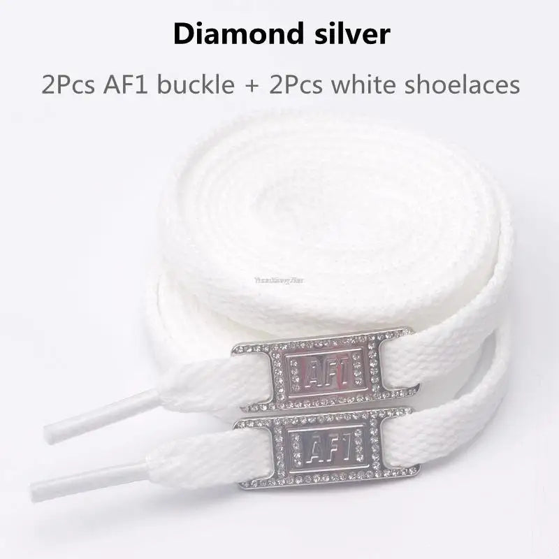 Original AF1 Shoelace Set – White Flat Laces with Shoe Decoration for Air Force 1 Sneakers & Accessories