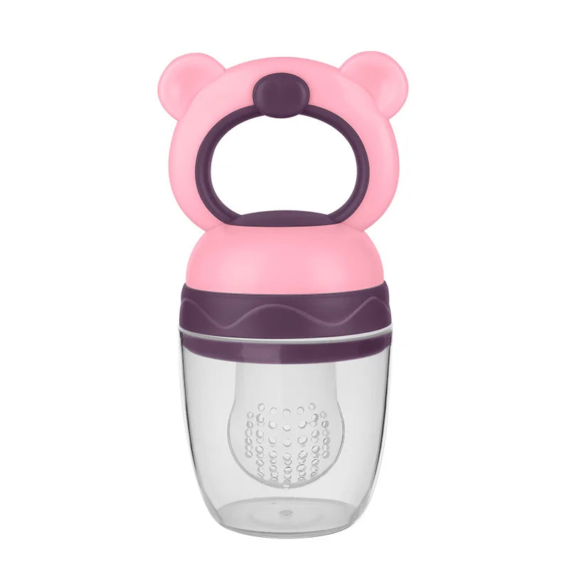 1 Pc Baby Fruit Feeder Pacifier Bear Design For Food Feeding Silicone Mesh Bag Bite Vegetable And Juice Toddler Teething Toy