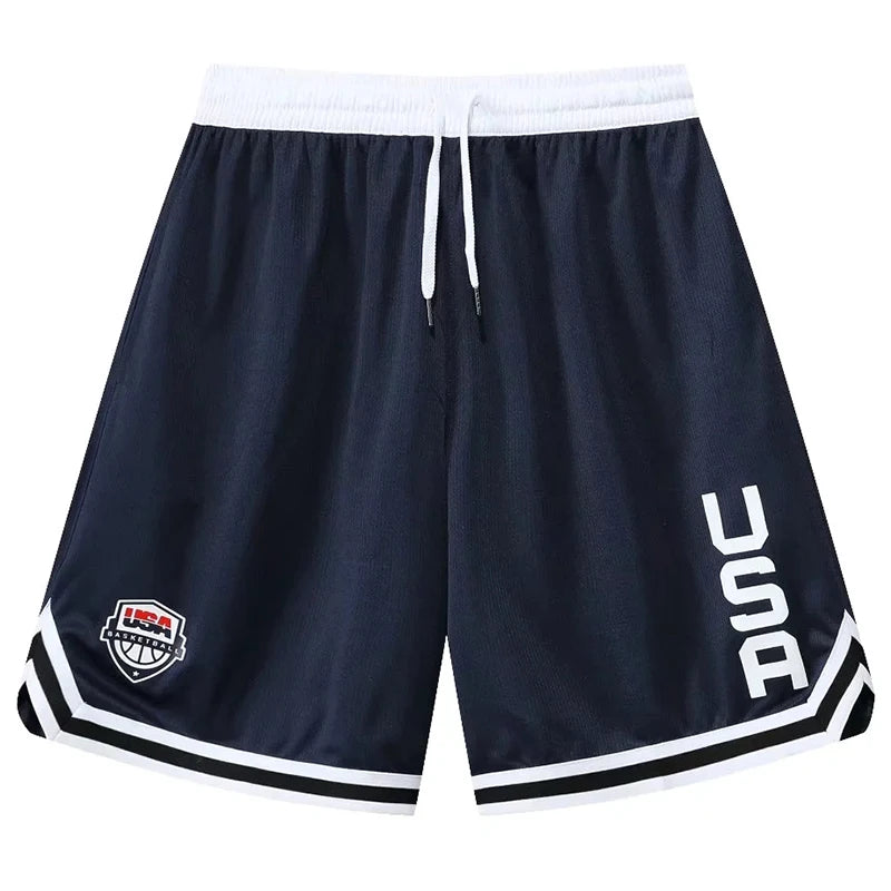 USA Print Men's Basketball Shorts – Loose, Active Training Shorts with Pockets for Sports & Exercise.