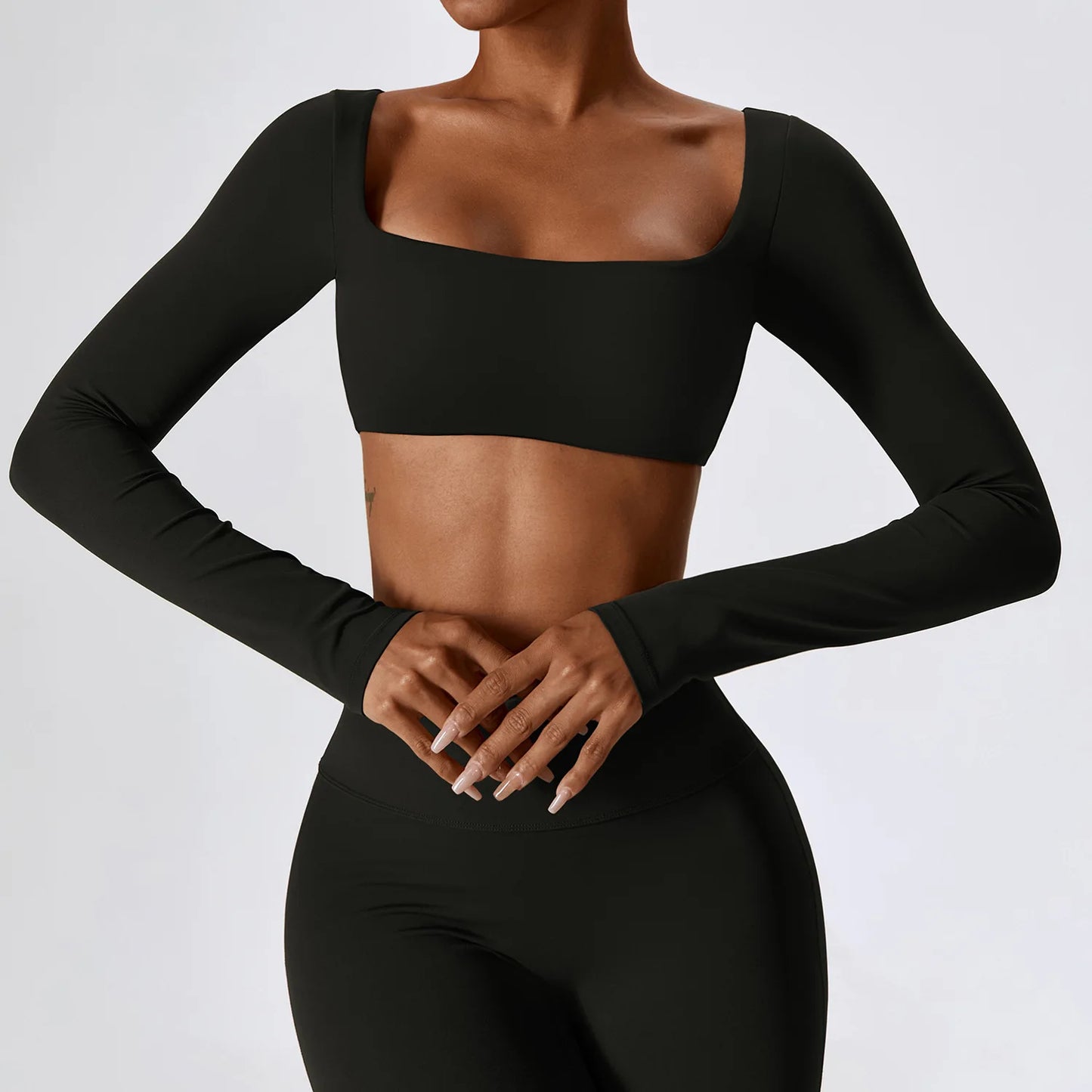 Women's Long Sleeve Crop Top – Quick-Dry Yoga & Gym Shirt