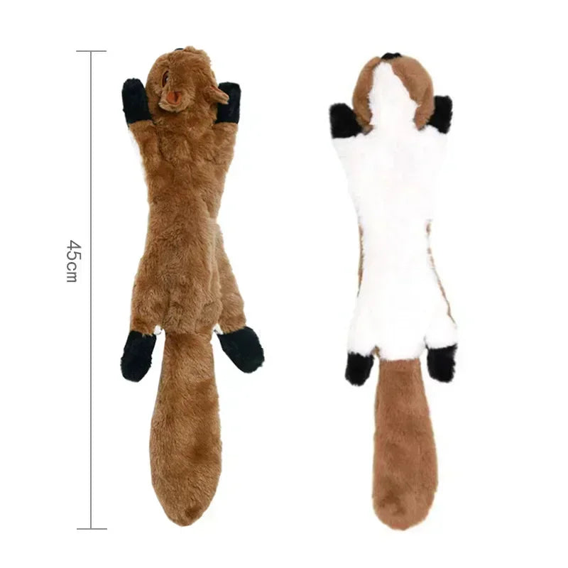 Squeaky Plush Animal Chew Toy for Dogs – Wolf, Rabbit, & Squirrel