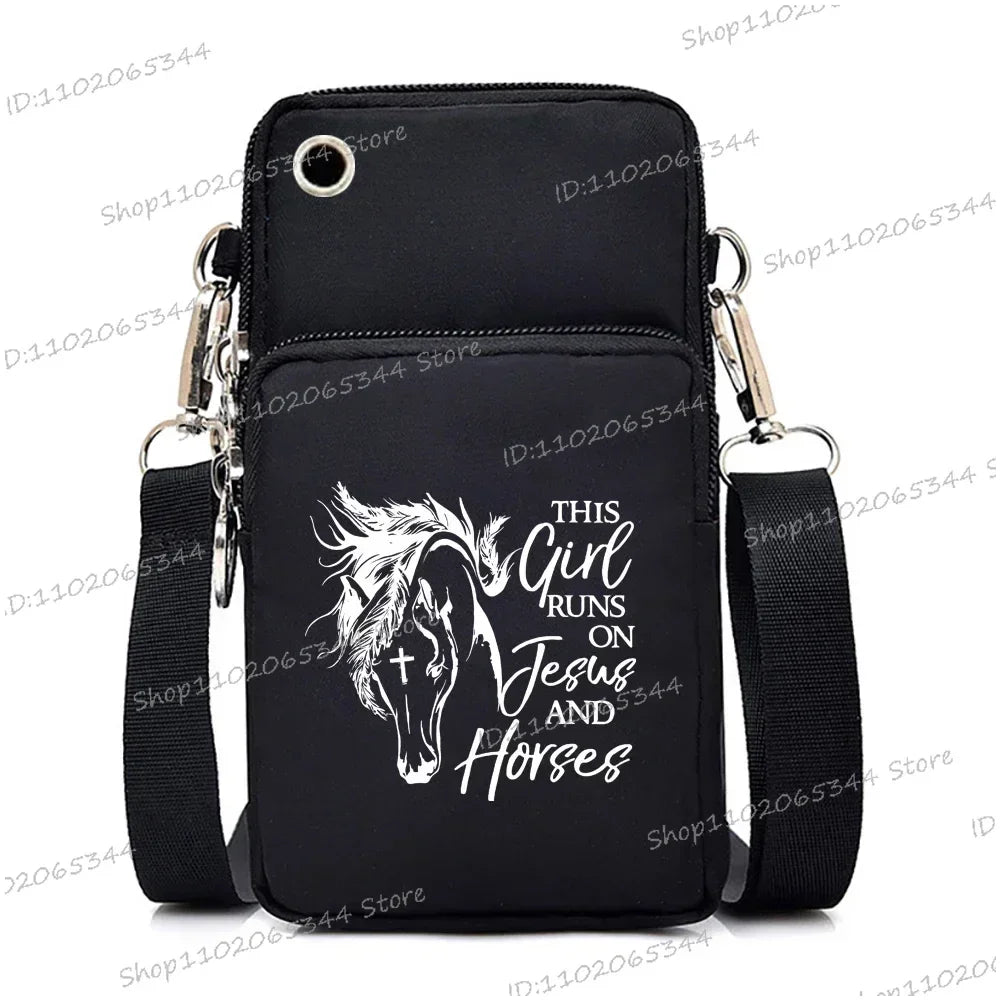 Fashion Mini Phone Bag Horse Print Crossbody for Women, Aesthetic Shoulder Bag