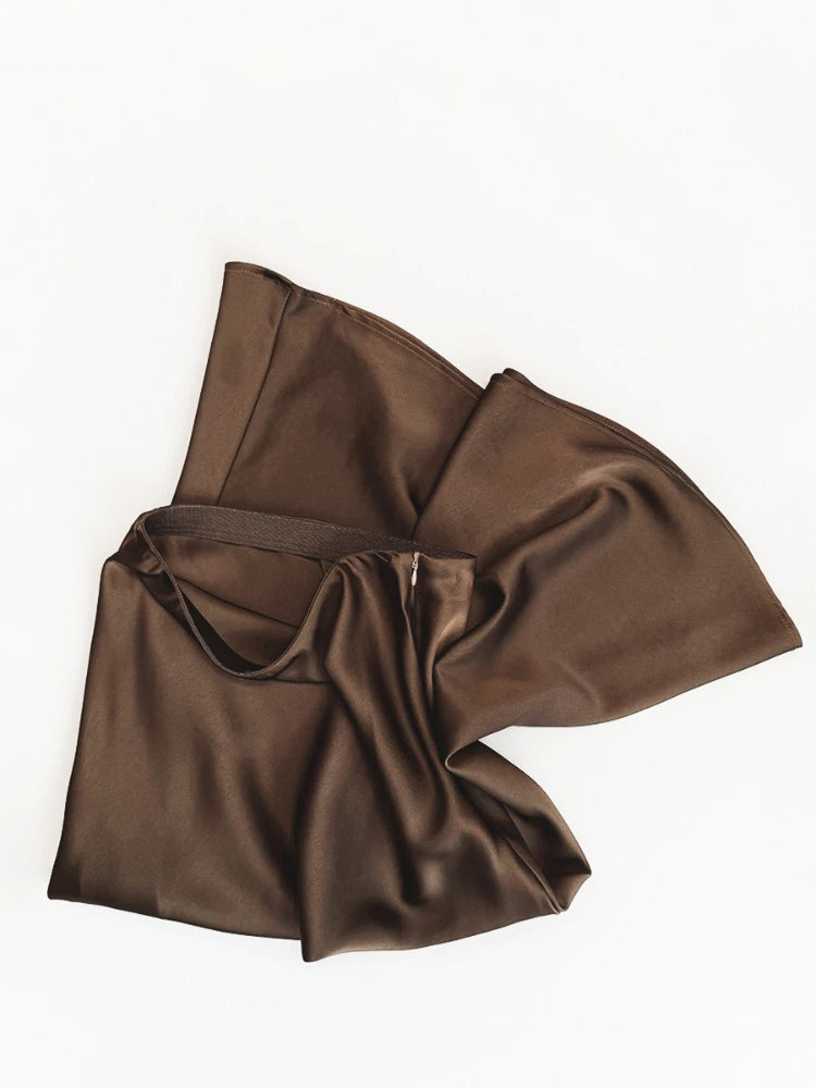 Summer Satin High Waist Fishtail A-Line Skirt for Women