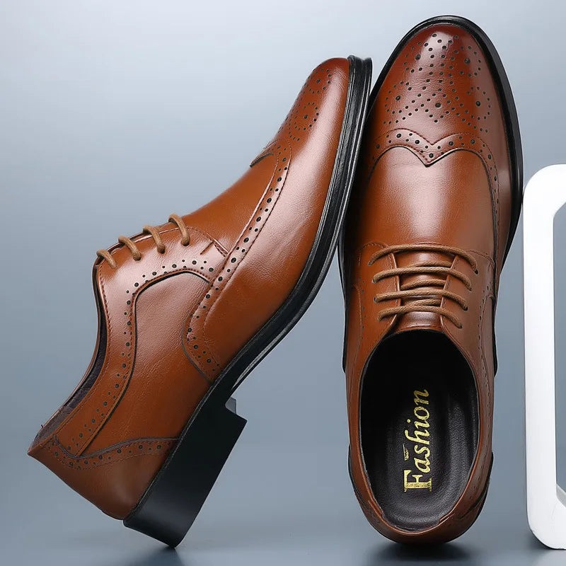 Handcrafted Men’s Oxford Shoes Genuine Leather Brogue Classic Business Formal Dress Shoes