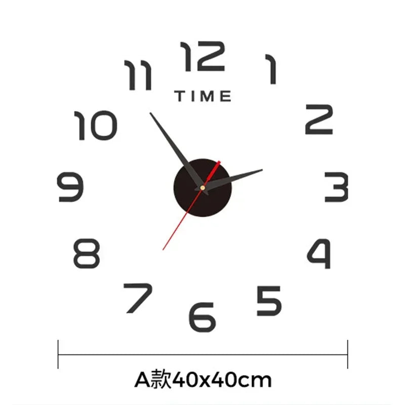 Large 3D DIY Silent Wall Clock – Modern, Punch-Free, Black/Gold/Silver