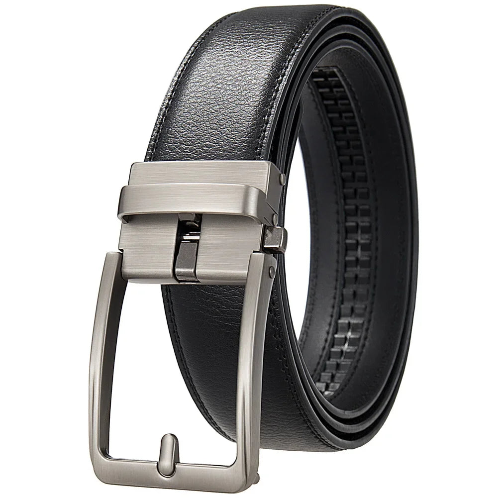 Luxury Men's Leather Belt – Business Styles Look( with pin buckle-Automatic and Adjustable for sleek and versatile look )