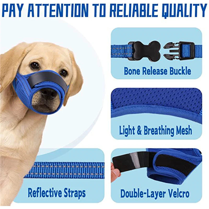 Adjustable Pet Muzzle – Anti-Biting, Barking, and Chewing with Soft Mesh