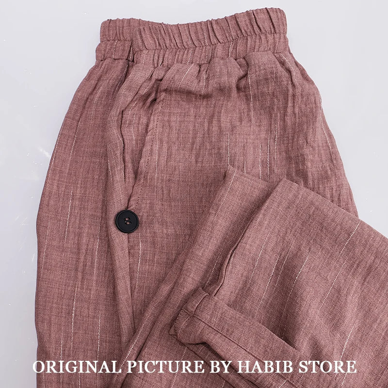 Women's Cotton Linen High-Waist Wide-Leg Pants – Casual, Breathable, Summer & Autumn