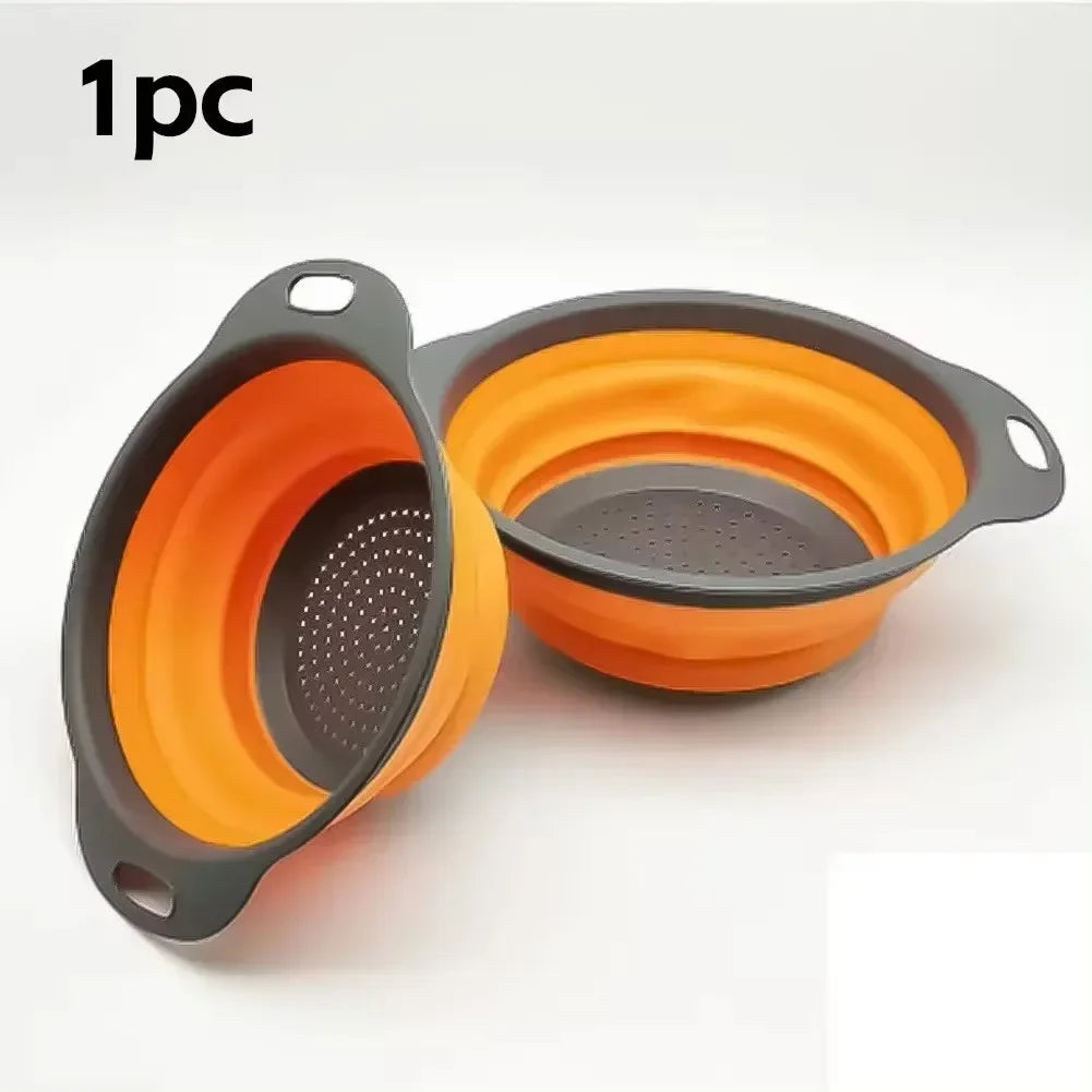 Silicone Foldable Colander – Collapsible Fruit & Veggie Strainer Basket