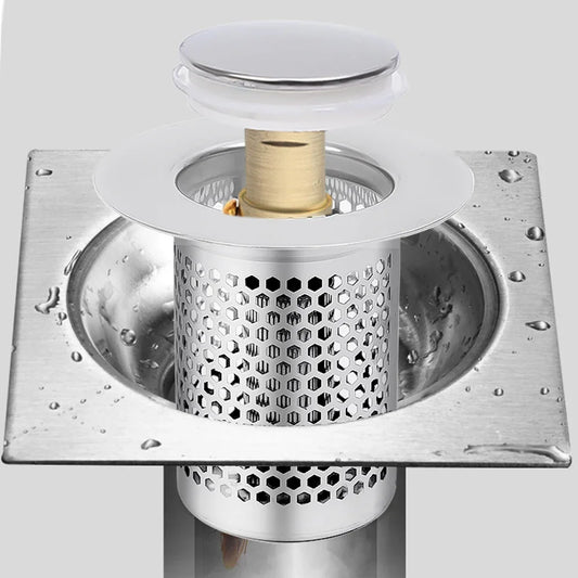 Stainless Steel Floor Drain Filter – Hair Catcher & Anti-Odor Pop-Up Sink Plug