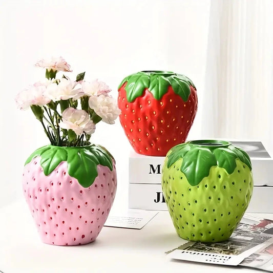 Creative Strawberry Vase – Decorative Flower Pot for Home & Living Room