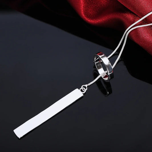 New 925 Sterling Silver Round Pendant Necklace for Women – 18 Inch Chain