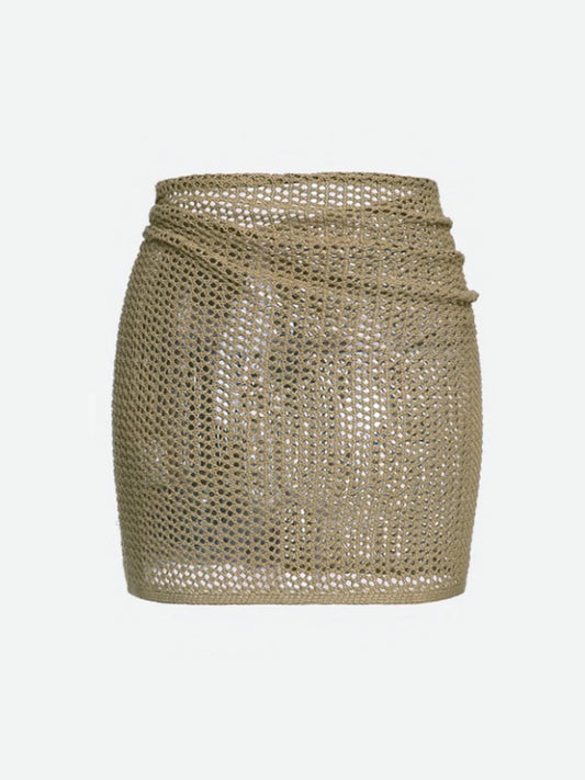 Women’s Knitted Hollow Beach Cover-Up Skirt – Sexy Summer Slit Design.