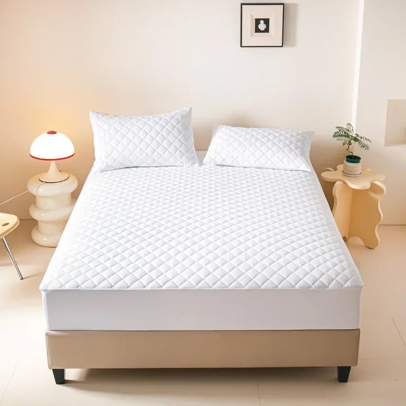 Waterproof Quilted Fitted Bed Sheet – 360° Elastic Mattress Protector, Single/Double/Queen/King