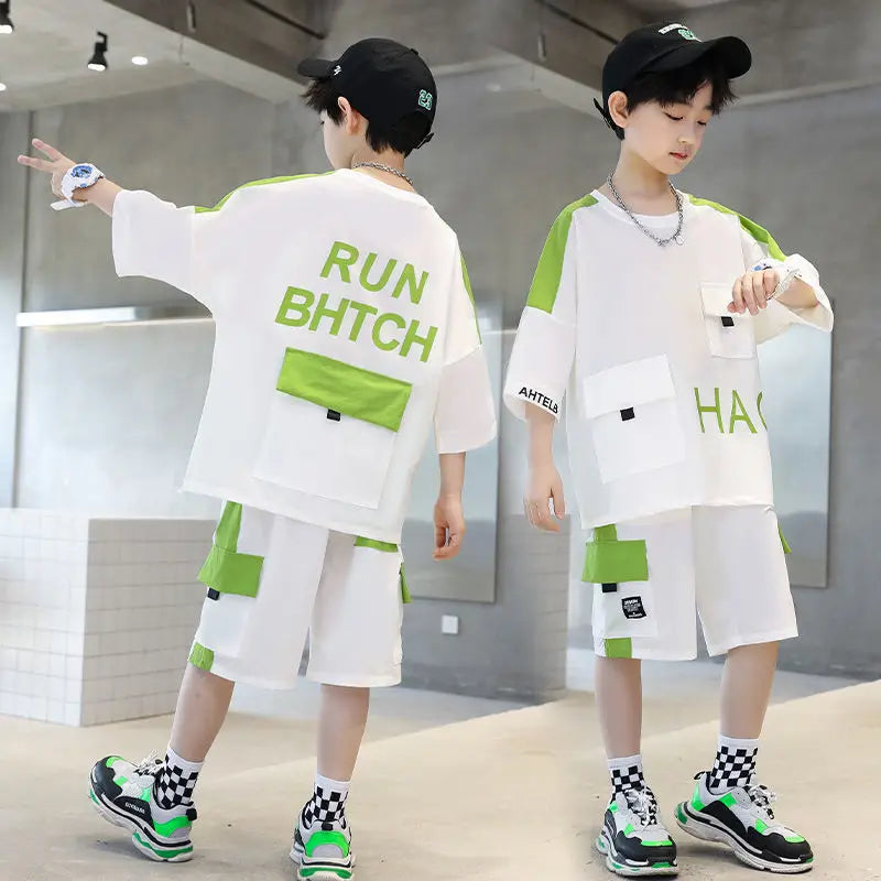 Boys' Summer Letter Print Outfit – 2-Piece Set