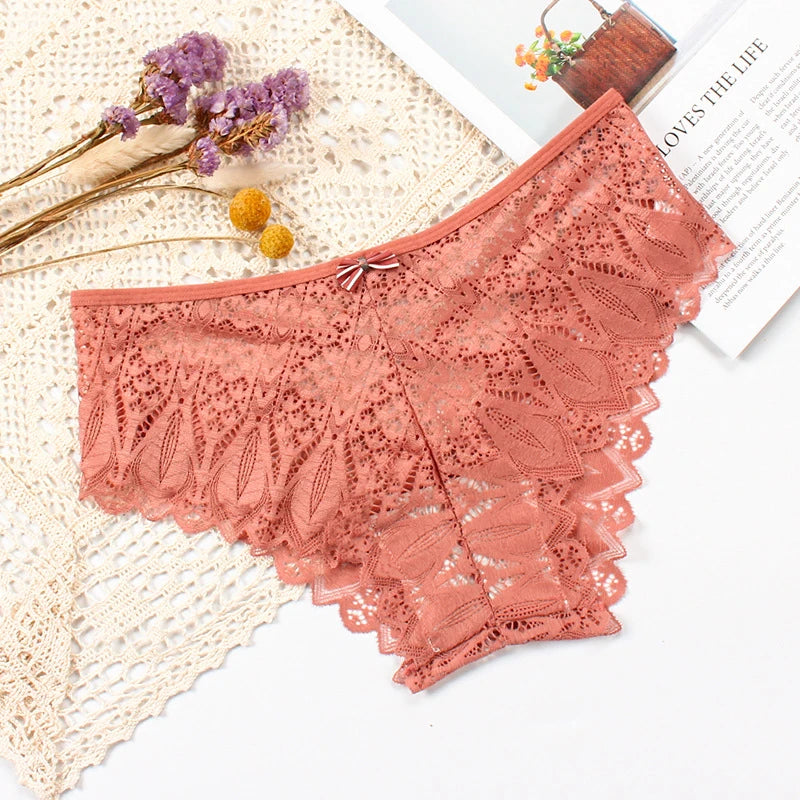 Sexy Women’s Lace Panties – Low-Waist Transparent Breathable Lingerie