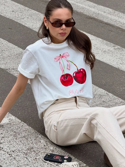 Women’s Vintage Printed T-Shirt – Casual Loose Fit