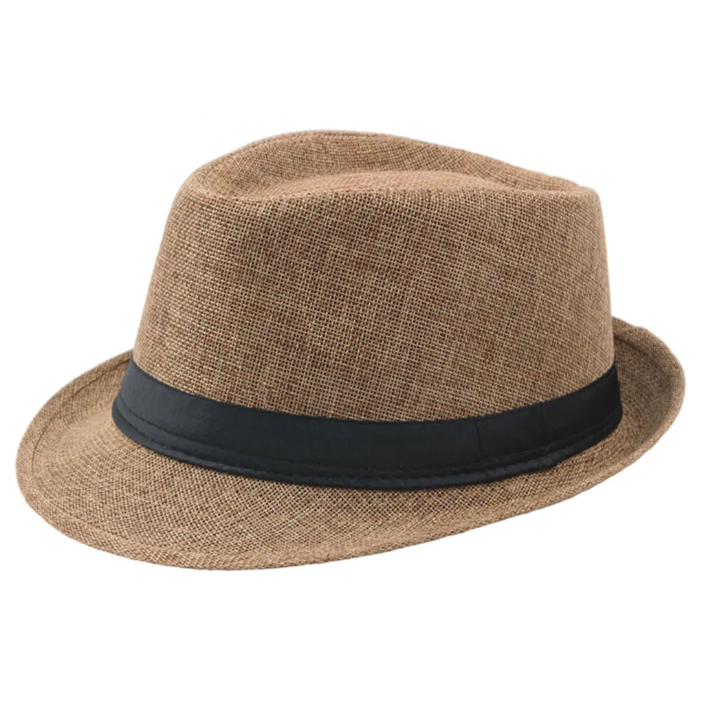 Unisex Summer Panama Hat – Wide Brim Straw Jazz Cap with Black Ribbon
