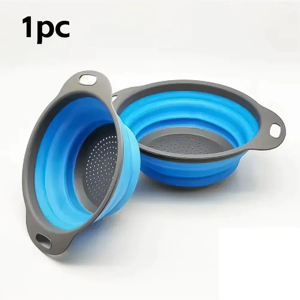 Silicone Foldable Colander – Collapsible Fruit & Veggie Strainer Basket