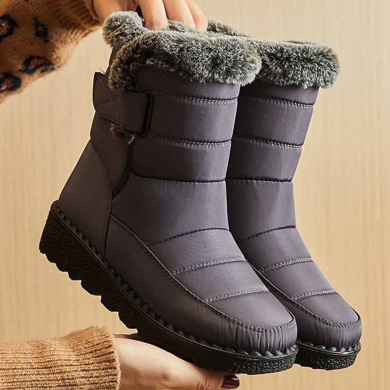Women's Winter Ankle Snow Boots 2024 – Waterproof, Low Heel, Fur-Lined