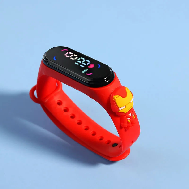 Kids' Fashion LED Watch – Mickey & Spiderman Design, Waterproof Sports Bracelet