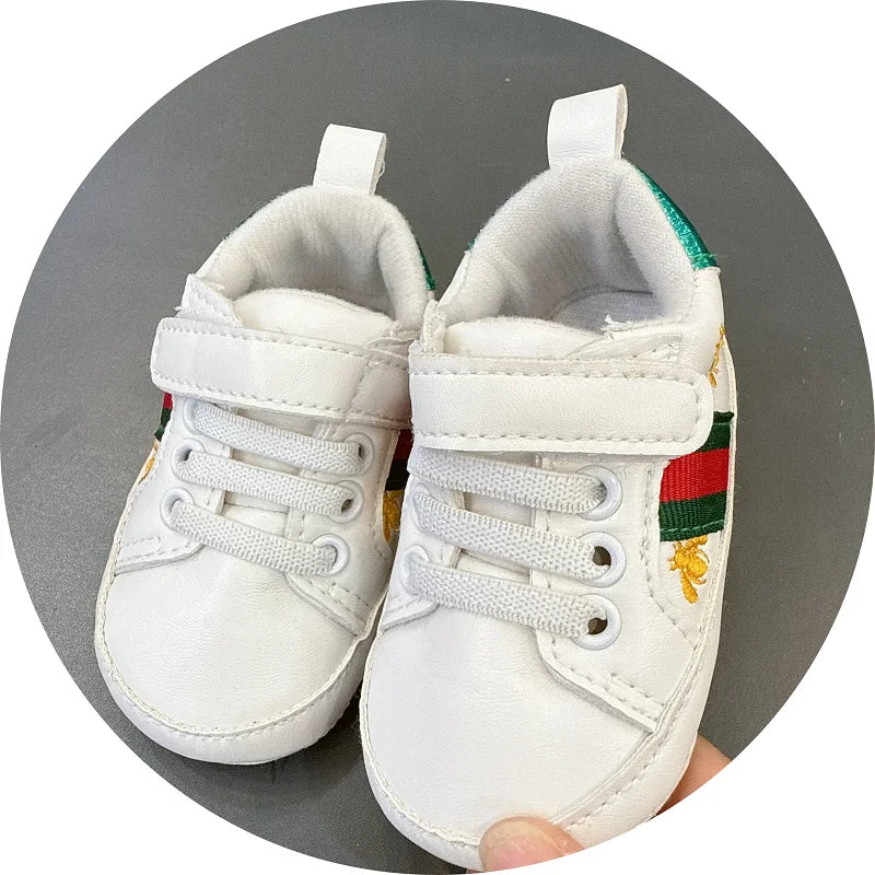 White Soft-Soled Baby Shoes — Non-Slip Sneakers for Boys & Girls, Spring Baptism