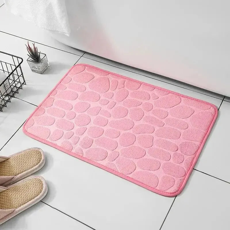 1pc Embossed Fiber Carpet — Anti-Slip Pebble Floor Mat for Bathroom & Living Room