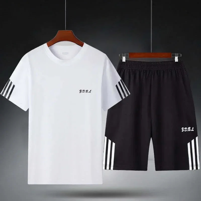 Men’s Summer Look Set – Loose T-Shirt & Shorts for Fitness, Sleep & Lounge