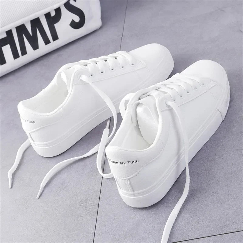 Women's Fashion Breathable Platform Sneakers – PU Leather, Lace-Up, Casual Shoes