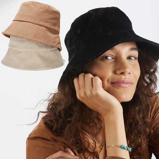 Corduroy Bucket Hat - Adjustable Sun Hats for Women Men for Travel Golf Hat