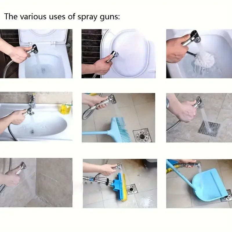 Handheld Toilet Spray Gun — 1-Piece Bathroom Flusher Set