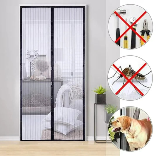 Magnetic Mosquito Net Door Curtain – Insect Proof Mesh Screen with Automatic Closing for Easy Entry & Fresh Air Flow