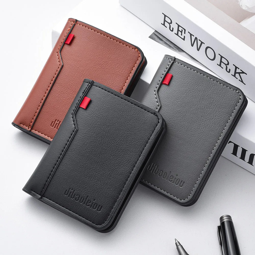 1Pc Ultra-Thin PU Leather Credit Card Holder — Mini Soft Vertical Men’s Wallet