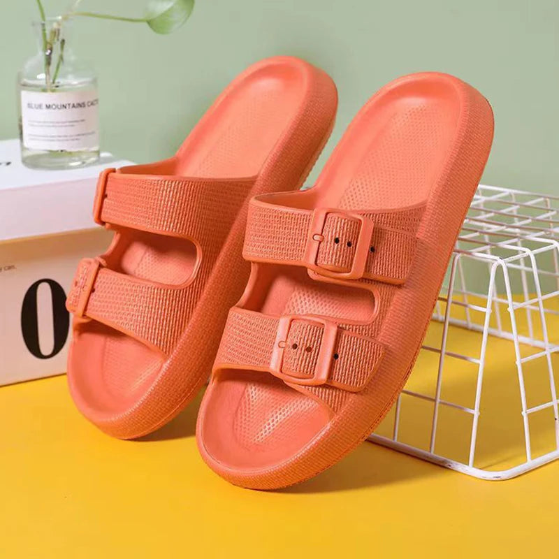 Men’s Summer Platform Sandals – Soft Sole, Adjustable Buckle, Non-Slip Flip Flops for Home & Beach Comfort