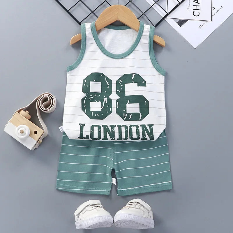 Kids Summer Clothes Set – Cotton Vest & Shorts (Unisex)