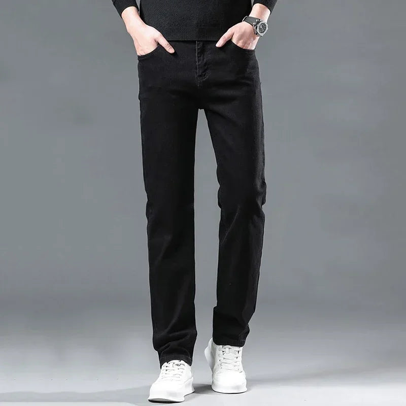 Men's Black Straight-Leg Jeans – Slim Fit Streetwear