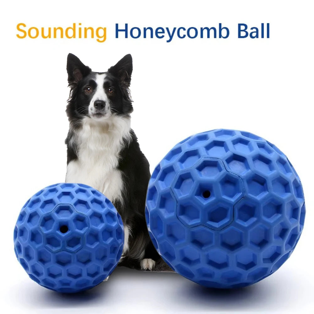 Durable Rubber Dog Toy – Interactive Honeycomb Ball for Teething & Play