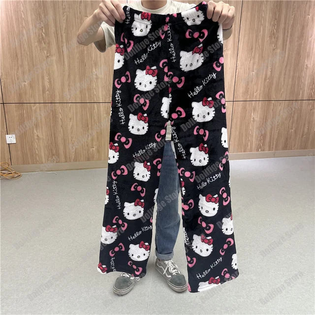 Sanrio Hello Kitty Flannel Pajamas – Warm Autumn Home Pants
