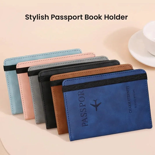 RFID Passport Holder PU Leather Wallet Case Travel Essentials for Men & Women