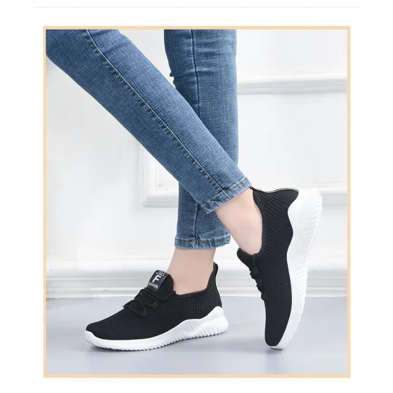 2025 Women’s Casual Sneakers – Breathable Summer Platform Lace-Up Shoes, Comfortable & Fashionable