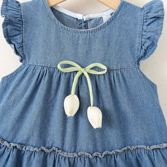2025 Baby Girls Denim Tulip Dress (1–4Y)