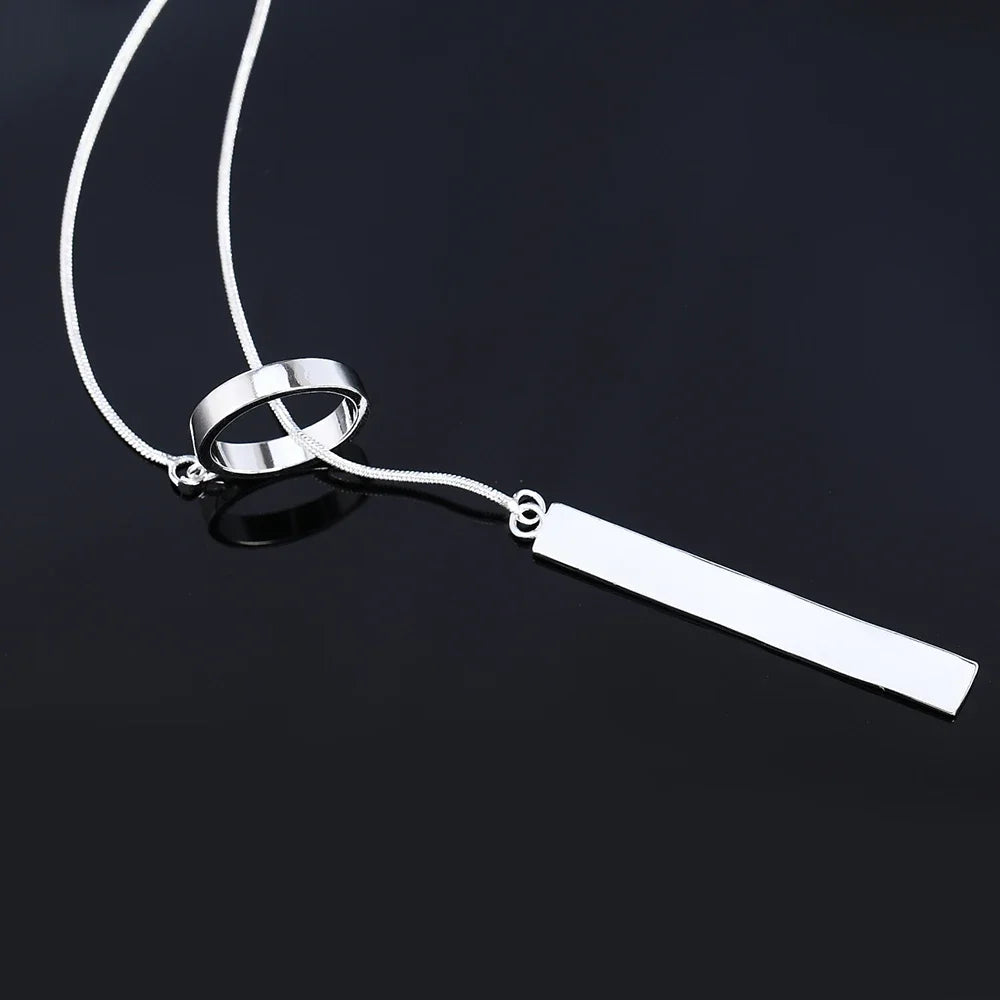 New 925 Sterling Silver Round Pendant Necklace for Women – 18 Inch Chain