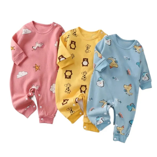 Newborn Baby Romper — 100% Cotton, 0–18M, Unisex, Long Sleeve, Soft & Cute, Autumn/Spring