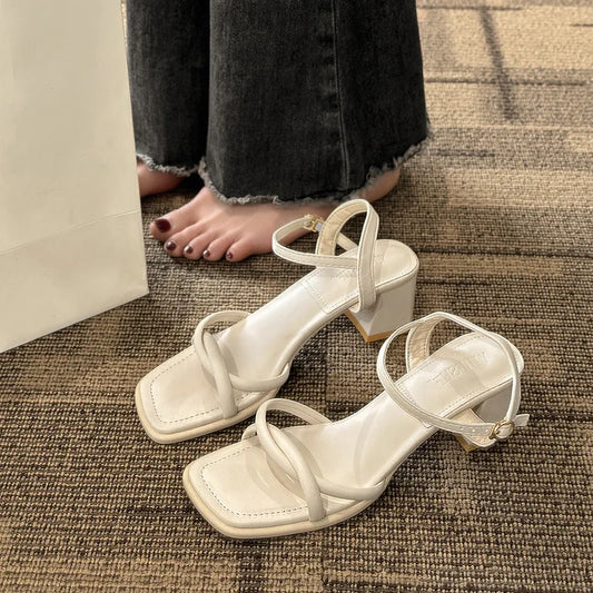 2024 Summer Retro Chunky Non-slip Sandals, 5cm Heels, Beach Style